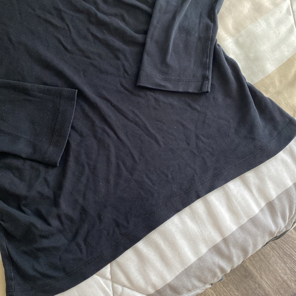 Scoop neck Black loose Long-Sleeve T-Shirt - Picture 4 of 17